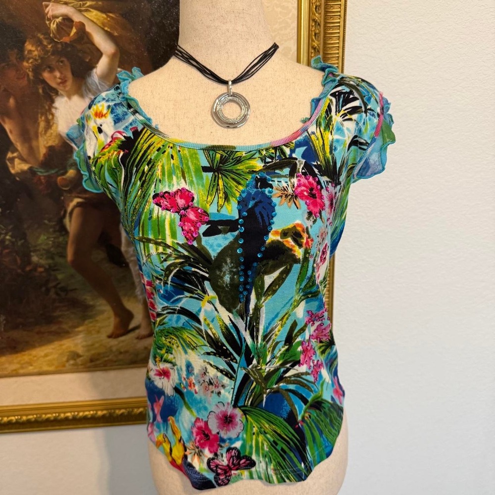 Y2K Fairy Sequined Beaded Butterfly Top - Picture 1 of 4